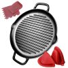 Cast Iron Grill Pan 12.6 inch Pre-Seasoned Cast Iron Griddle Pan Dual Handles Cast Iron Skillets for BBQ Round Cast Iron Griddle for any Stove Top and