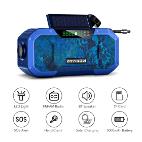 Solar Radio Hand Crank Emergency Flashlight Reading Light AM FM NOAA Phone Charger SOS Alarming Outdoor Survival Power Bank (Color: DF-5802, Ships From: China)