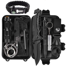 Camping Hiking Outdoor Emergency Survival Kit (Type: Survival Kit, Color: Black B)