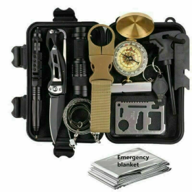 Camping Hiking Outdoor Emergency Survival Kit (Type: Survival Kit, Color: Black)