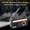 Emergency Radio Hand Crank Solar; Portable Weather Radio With AM/FM/WB/NOAA; Bright Flashlight; SOS Alarm; Reading Lamp; 2000mAh Cell Phone Charger Fo